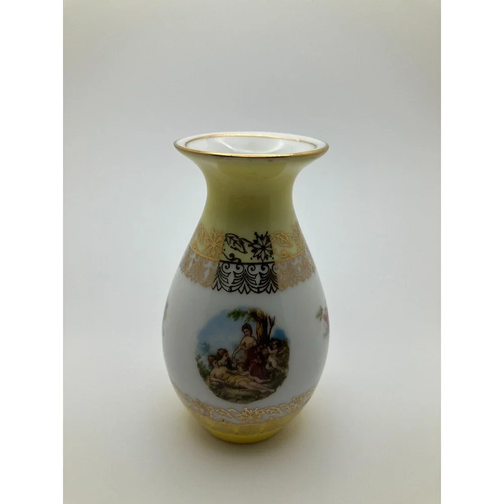 Brazil Porcelain Miniature Vase Vintage‎ 1968 Real S Paulo Gold Trim Biblical
